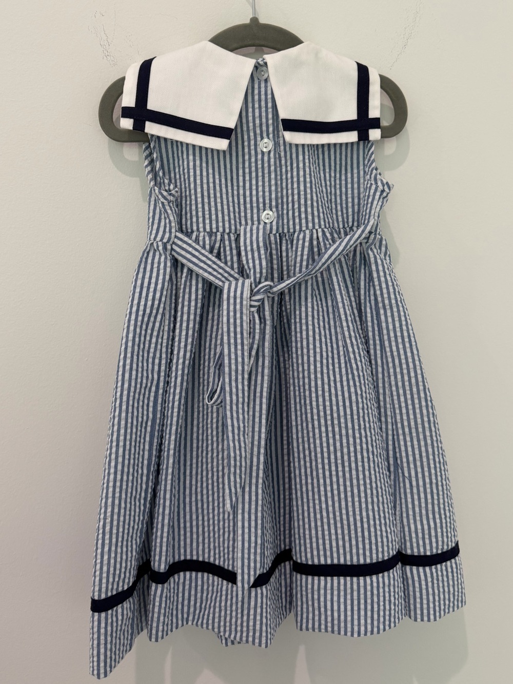 ⚓ Simi Sailor Seersucker Dress Blue/White Girls Size 2 EUC - Picture 7 of 7